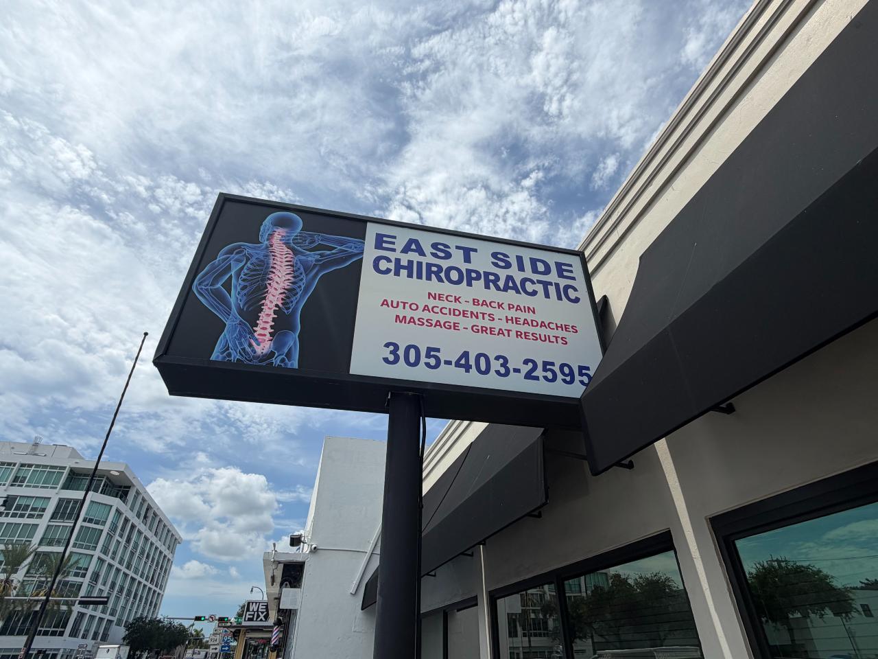 The East Side Chiropractic sign outside the Biscayne Boulevard office